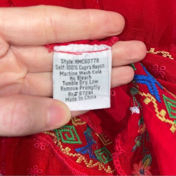 Johnny Was Daisy Eyelet Tunic Women Size 2X Red Embroidered Blouse Boho Artsy - Picture 5 of 8
